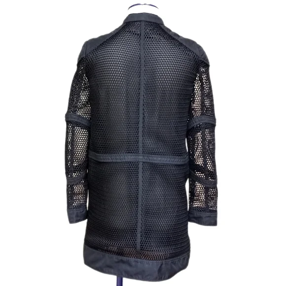 Belstaff Dunstable Black Fishnet Tech Mesh Trench Coat Jacket (XS) - Picture 6 of 11